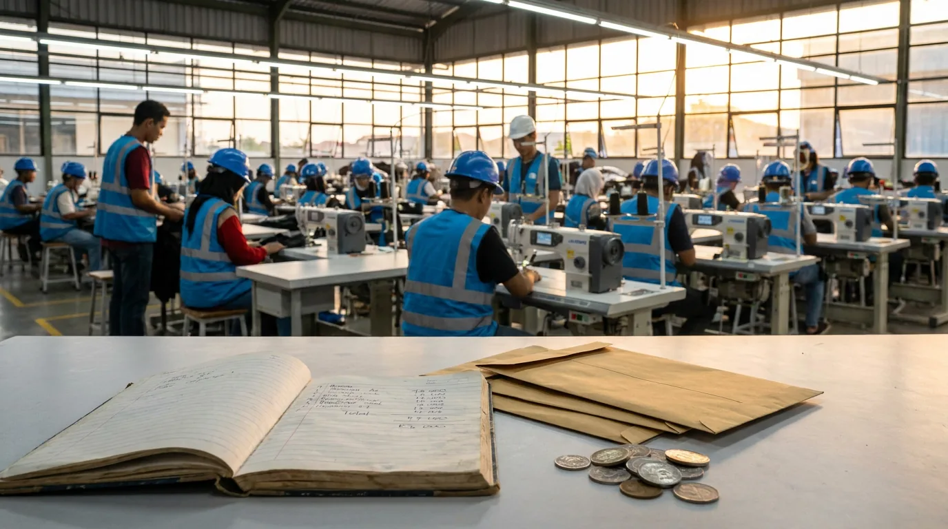 Pekerja pabrik di Indonesia sedang mengoperasikan mesin di jalur perakitan, melambangkan ekspansi dan pemulihan sektor manufaktur.