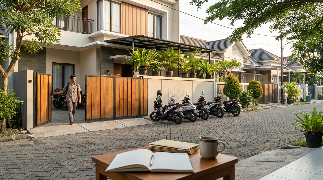 Suasana kos-kosan modern yang rapi di Indonesia sebagai salah satu instrumen investasi properti favorit untuk menghasilkan pendapatan pasif.